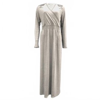 Velvette Womens Pima Smocked Nightgown In Grey Heather