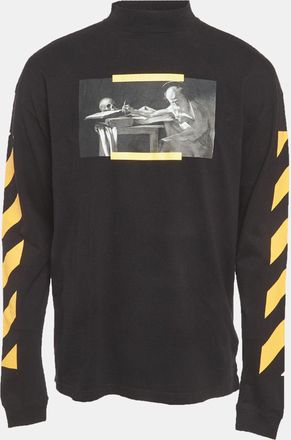 Off-white Black Caravaggio Painting Cotton Mock Neck Long Sleeve T-Shirt
