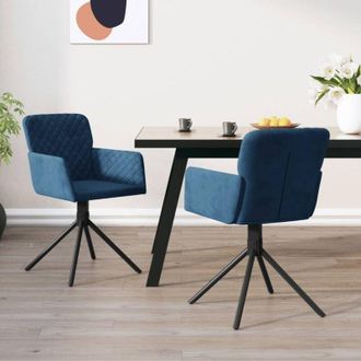vidaXL Sillas De Comedor Giratorias 2 Uds Terciopelo Azul Vidaxl