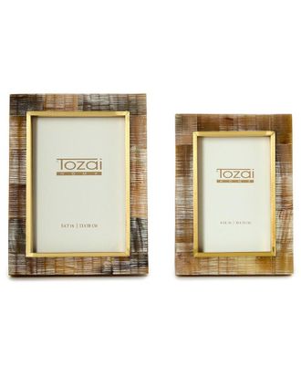 Two's Company Set Of 2 Chiseled Horn Photo Frames