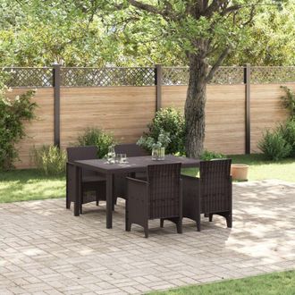 vidaXL Set da Pranzo per Giardino 5 pcs Marrone Rattan Polt - Vidaxl