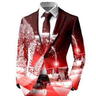 Generic Celucke Mens Christmas Blazer Ugly Xmas Print Suit Jacket, Fashion Shawl Lapel Down Versatile Tuxedo Slim Fit Elegant Sport Coats for Festive Dinner P
