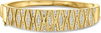 Ross-Simons Diamond X-Pattern Bangle Bracelet in 18kt Gold Over Sterling