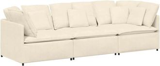 vidaXL Vidaxl - Divano Modulare con Cuscini in Tessuto a Coste Crema