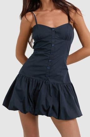 Motel Juun Puffball Cotton Poplin Minidress in Dark Navy at Nordstrom Rack, Size X-Large