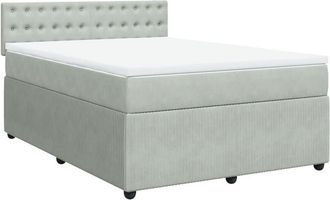 vidaXL Vidaxl - Cama Box Spring Con Colch&oacute;n Terciopelo Gris Claro 140x190 Cm