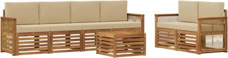 vidaXL Conjunto De Sof&aacute;s De Exterior 7 Uds. Natural Y Beige Vidaxl