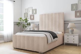 Comfort Beds Lorenzo Naples Bed Frame With Mattress-50 Upholstered in Light Sand | Size: Single