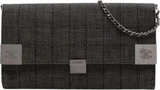 Chanel Pre-owned Quilted Denim Shoulder Bag - Dames - Vintage Clutch - Grijs - ONE Size - Denim - Vintage