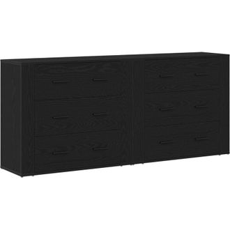 vidaXL Aparador Roble Negro 160 X 33 X 70 Cm Madera Contrachapada Vidaxl
