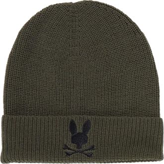 Psycho Bunny Allen Merino Wool Dark Olive Beanie B6A988U1HT-DKL