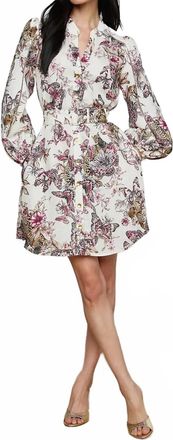 L'agence Butterfly Jungle Kiersten Long Sleeve Dress In White