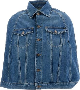 7 For All Mankind Cape in Denim - Dames - Ponchos - Blauw - S - Denim - Jassen