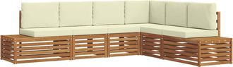 vidaXL 6 Uds. Conjunto De Sof&aacute;s De Exterior Natural Y Crema Vidaxl