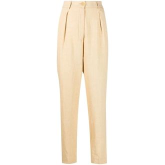 Forte_Forte Broeken, Dames, Geel, S, Canvas High Waist Pants