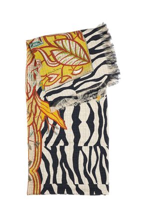 Pierre-Louis Mascia Multicolor Graphic Silk Scarf With Fringed Edges
