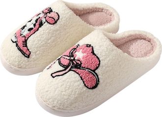 Generic Womens Cute Slippers Womens Memory Foam Slippers Cozy Furry Slides Casual Warm Slipper Wide Fit Pink Hat Printed Sliders Cool Boot Pattern Sliders Sli