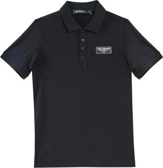 Karl Lagerfeld Polo Etiket - Heren - Polos - Zwart - M - Katoen - Tops