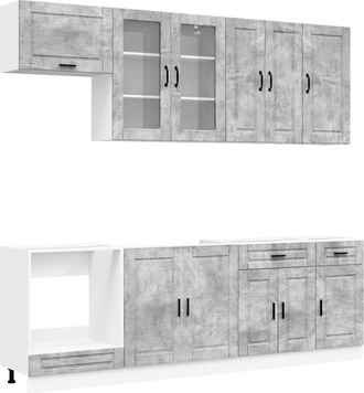 vidaXL Unidad De Cocina Porto 8 Uds. Gris Hormig&oacute;n Vidaxl