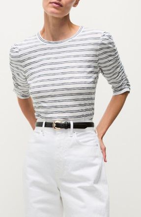 Veronica Beard Waldorf Puff Sleeve T-Shirt in Black White at Nordstrom, Size X-Large