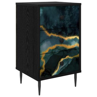 vidaXL Mesa De Noche Wijhe Roble Negro 36 X 33 X 61 Cm Vidaxl