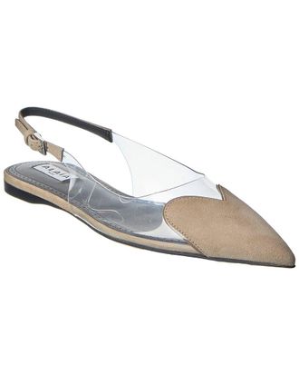 Alaia Ala&iuml;a Le Coeur Suede & Vinyl Slingback Flat