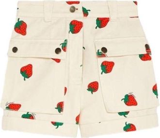 Gucci (WMNS) Gucci Strawberry Print Cotton Twill Shorts Ivory 753327-XDCNK-9118