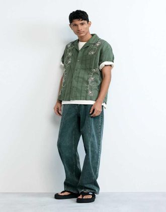 Desigual Camicia ricamata verde