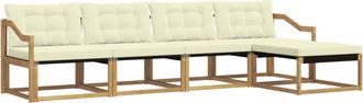 vidaXL Conjunto De Sof&aacute;s De Exterior 5 Uds. Blanco Y Crema Vidaxl