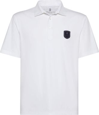Brunello Cucinelli appliqu&eacute;-detail polo shirt - men - Polyester/Elastane - S - White