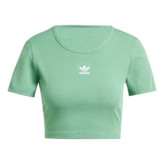 adidas (WMNS) adidas originals Essential Ribbed T-Shirt Asia Sizing Green White IY9665