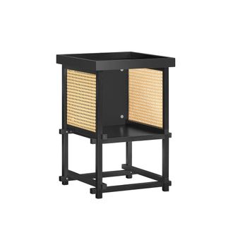 SoBuy Sobuy - Mesa Auxiliar Con Juntas De Espiga Mesita De Noche Mesa De Centro Para Sal&oacute;n Y Dormitorio 40 X 40 X 60 Cm Negro Hfbt03-sch Es