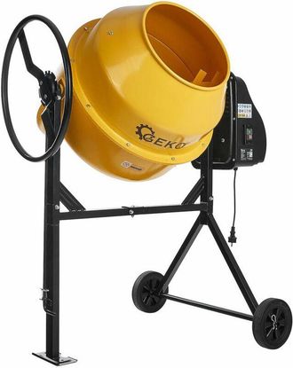 Geko Hormigonera El&eacute;ctrica Geko 120 l, 550 w, Tambor Con Corona De Hierro Fundido, 230 v, Con Ruedas, Uso Profesional Y Dom&eacute;stico, Mezcla Cemento, Mortero 