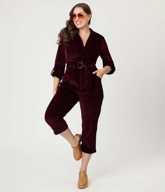 Unique Vintage Trixie Jumpsuit in Burgundy at Nordstrom, Size X-Large