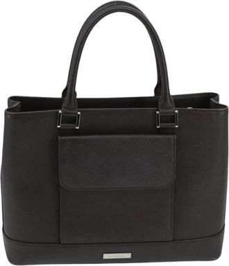 Burberry Vintage Handbag Leather Brown Leather Handbag (Pre-Owned)