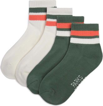 Parks Project Trail Crew Quarter Sock 2 Pack in Green And Natural at Nordstrom, Size Medium