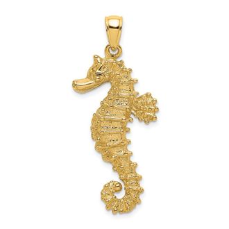 Diamond2Deal 14k Yellow Gold Textured Seahorse Charm