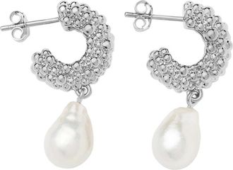 Missoma Pearl Drop Silver-plated Hoop Earrings - One Size