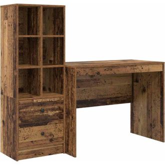 vidaXL Escritorio Con Almacenamiento Con Caj&oacute;n 2 Pcs Madera Vieja Vidaxl