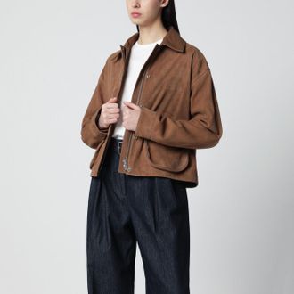 Halfboy Short mocha suede leather jacket