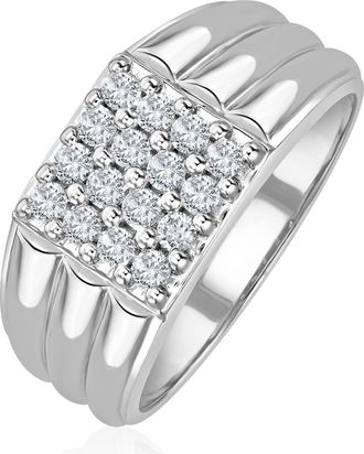 The Diamond Store Mens Lab Diamond Encrusted 0.50ct H/Si Signet Ring in Sterling Silver