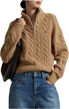 Polo Ralph Lauren Trui Pullover - Dames - Ronde hals truien - Beige - S - Wol - Truien & Vesten
