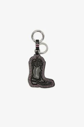 Ganni Pink Western Boot Keyring in Black