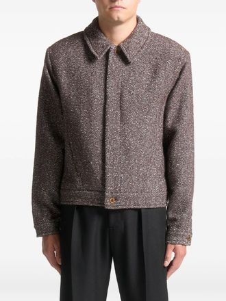 Mani&egrave;re De Voir herringbone button-up jacket - Brown