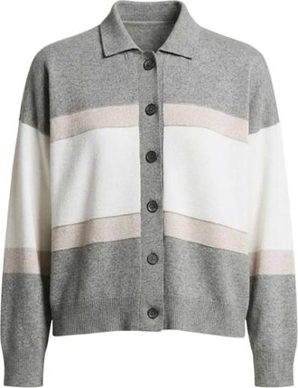 PESERICO Striped Button-Down Cardigan - female - Peserico - Cardigans - Multicolor - 3XL - Knitwear