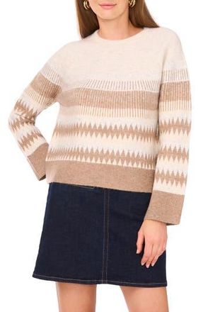 Vince Camuto Fair Isle Raglan Sleeve Crewneck Sweater in Birch at Nordstrom Rack, Size Small