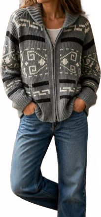 Pendleton Long Westerly Cardigan In Grey/black/cream