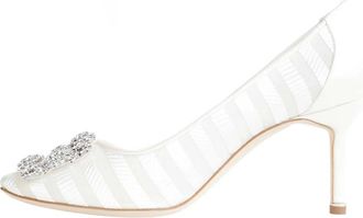 Manolo Blahnik Schoenen, Dames, Wit, 38 1/2 EU, Pumps