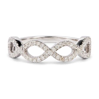 House of Brilliance 14K White Gold 1/4 Cttw Diamond Infinity Motif Band Ring