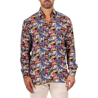 Maceoo Fibonacci Marthyr 0321 Contemporary Fit Button-Up Shirt in Black at Nordstrom, Size 5